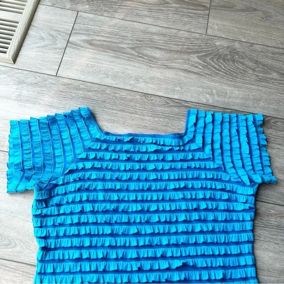 Bellissima Square Neck Stretch Cha Cha Tiered Short Sleeve  Top Made in Canada - Picture 10 of 10